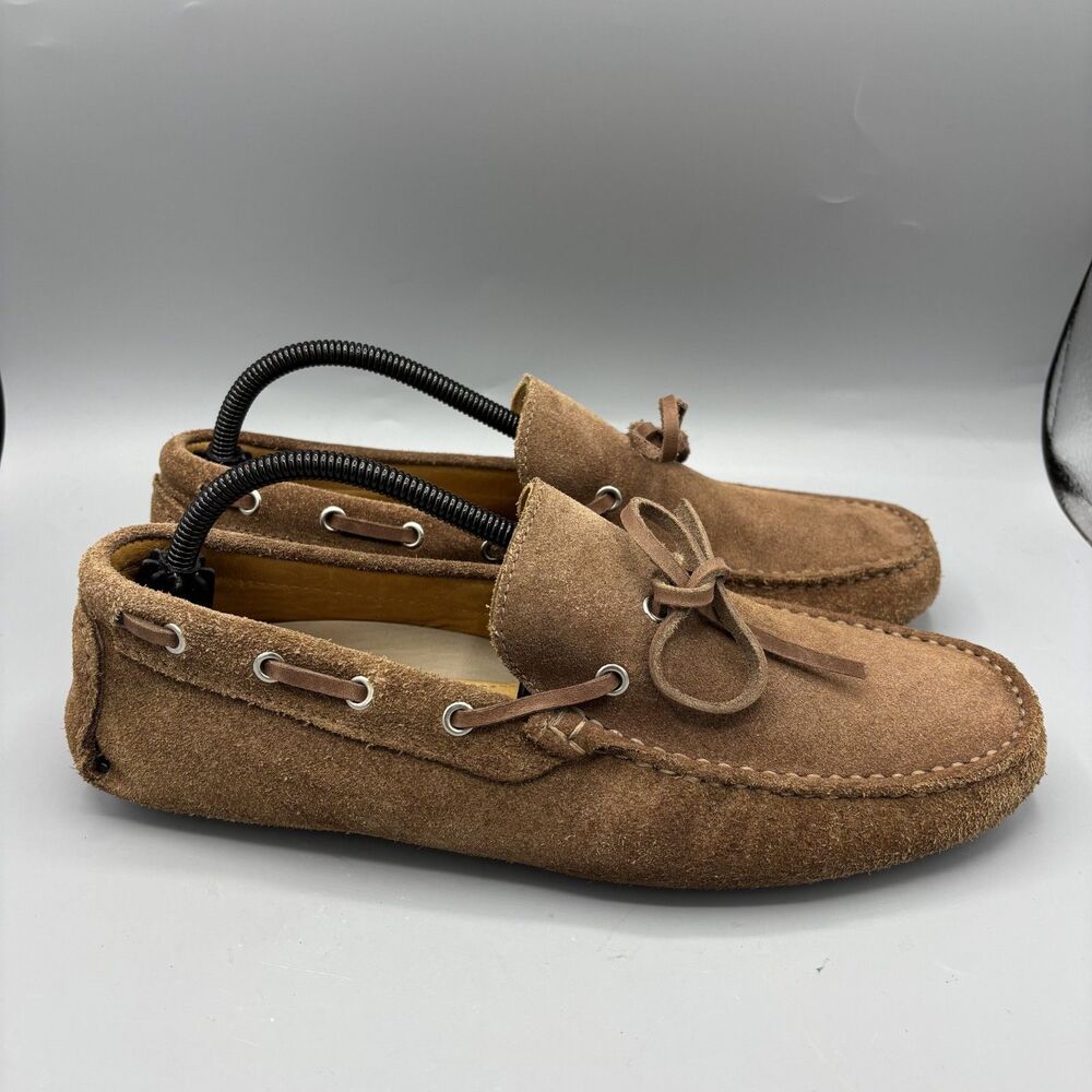 Clarks Seude Loafers Brown Mens Casual Boat Lace Up Preppy Shoes Size 9.5
